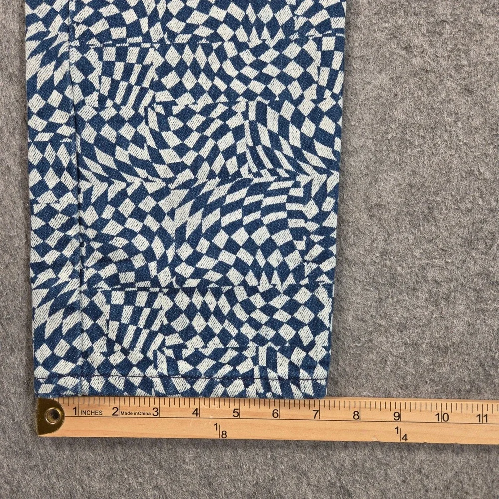 Levis 501 Original Fit Jeans 31x29 Blue White Warped Checkerboard Print